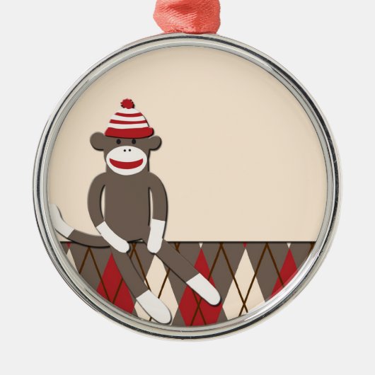 Argyle Sock Monkey Ornament (Voorkant)
