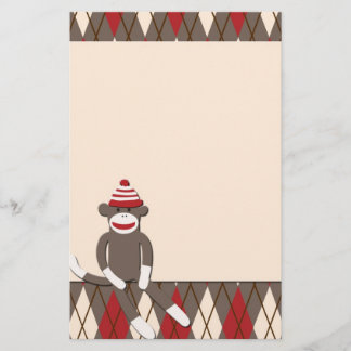 Argyle Sock Monkey Stationery Briefpapier