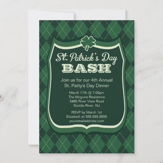 Argyle St. Patrick's Day Uitnodiging (Voorkant)