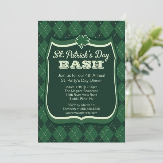 Argyle St. Patrick's Day Uitnodiging (Staand voorkant)