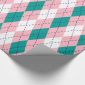 Argyle XL Roze Navy Blue Wht Cadeaupapier (Hoek)