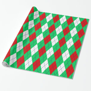 Argyle XL Smaragdgroen Marineblauw Rood Wit Cadeaupapier