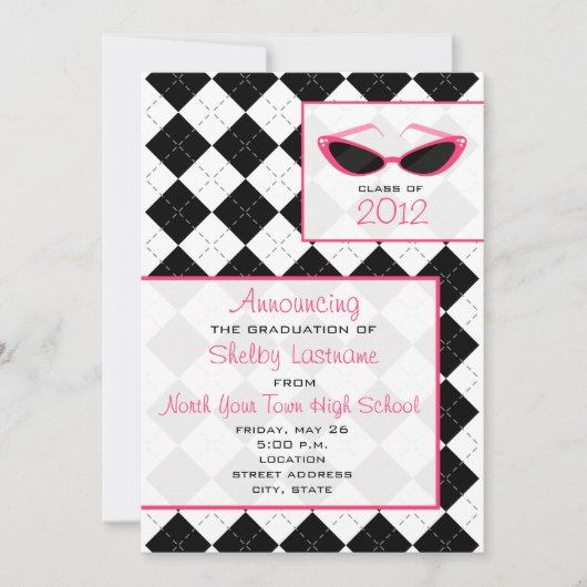 Argyle & zonnebril 2012 Afstudeeraankondiging Kaart (Voorkant)