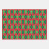 Argylepatroon rood en groen inpakpapier vel (Voorkant 3)