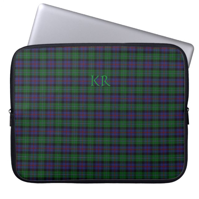 Argyll District Tartan met monogram / naam Laptop Sleeve (Voorkant)