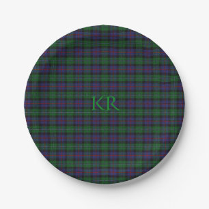 Argyll District Tartan met monogram / naam Papieren Bordje