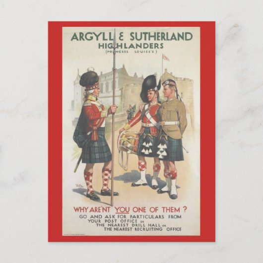Argyll en Sutherland Highlanders Briefkaart (Voorkant)