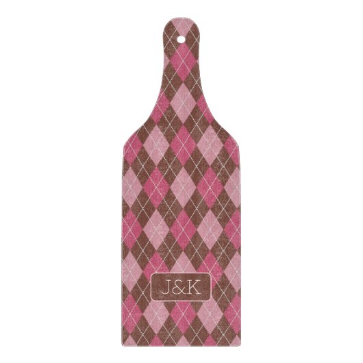 Argyll Golf Pattern Pink & Brown Custom zijns & He Snijplank (Voorkant)
