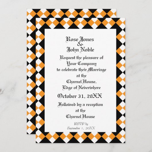 Argyll Ivory XI (Orange) Faire-part de mariage (Devant / Derrière)