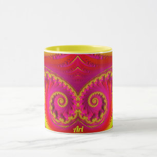 ARI ~ HOT CRAZY 3D Fractal ~ Roze rood Geel Mok
