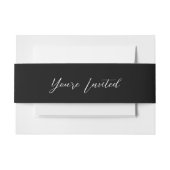 Aria · Elegant Modern Script Zwart-wit Uitnodigingen Wikkel (Voorkant Voorbeeld)