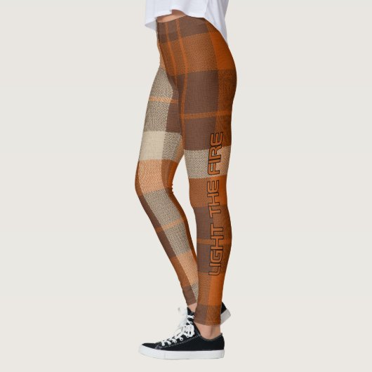 Aria Grace Autumn Hearth Cozy Plaid Pattern Fire Leggings (Links)