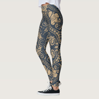 Aria Grace Indigo Tulp Paisley Folk Erfgoed Leggings
