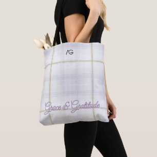 Aria Grace Ivoor & Lavendel Luxe Plaid Patroon Draagtas