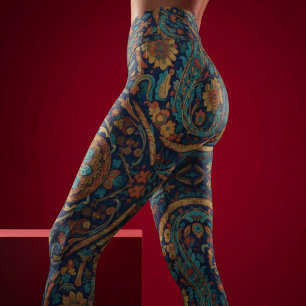 Aria Grace Majestueus Indigo Paisley Boho Leggings