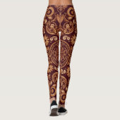 Aria Grace Maroon Daisy Paisley Embroidery Pattern Leggings (Achterkant)