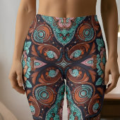 Aria Grace Radiant Paisley Peony Boho Vintage Leggings