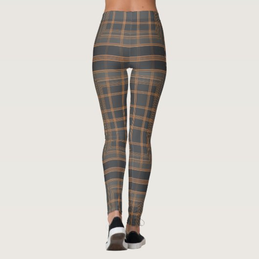 Aria Grace Urban Copper Grid Plaid Pattern RUN DMC Leggings (Achterkant)
