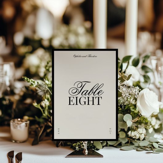 Aria | Numéro de table de mariage élégant noir bei