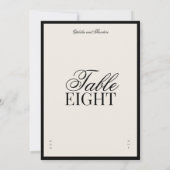 Aria | Numéro de table de mariage élégant noir bei (Dos)