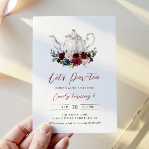 ARIA Tea Party Anniversaire Invitation - Merlot