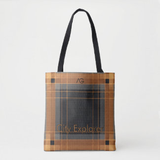 Aria Urban Copper Grid Plaid Pattern City Explorer Draagtas