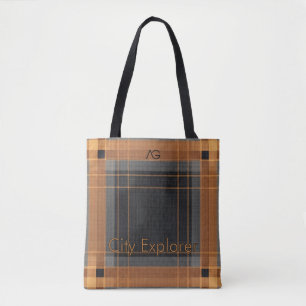 Aria Urban Koperen Raster Plaid Patroon Stadsontde Draagtas