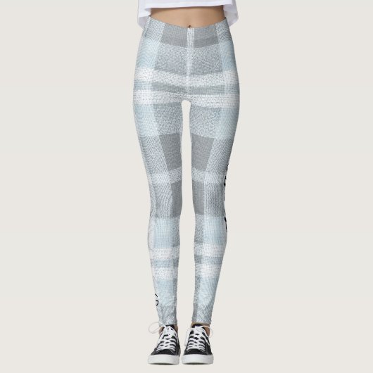 AriaGrace Silver Frost Winter Plaid Pattern Vol 24 Leggings (Voorkant)