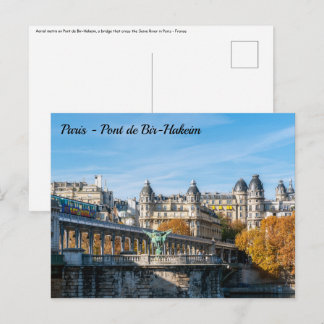 Arial metro op Pont de Bir-Hakeim - Parijs, Frankr Briefkaart