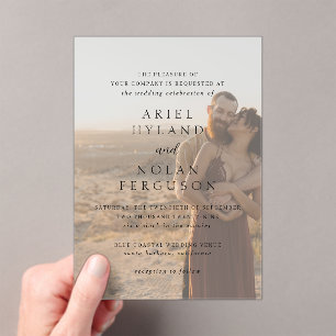 Ariel Elegant Photo Modern Wedding Acryl Uitnodigingen