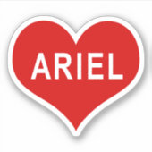 ARIEL NAAM Rood Liefde Hart Vinyl Sticker (Voorkant)