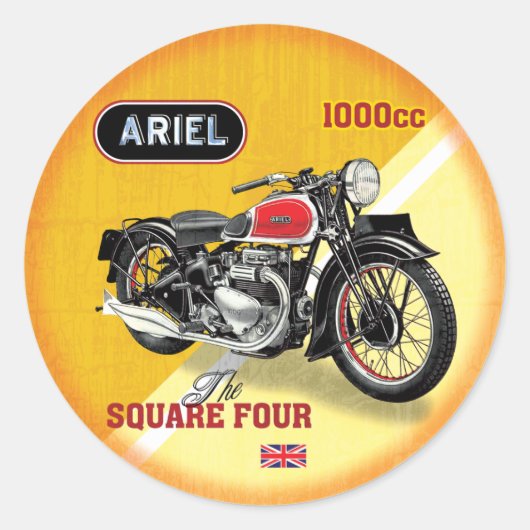 Ariel Square Vier  motorfiets Ronde Sticker (Voorkant)