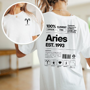 Aries aangepaste zodiac astrologie verjaardag apri t-shirt