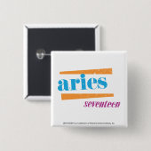 Aries Aqua Vierkante Button 5,1 Cm (Voorkant /achterkant)