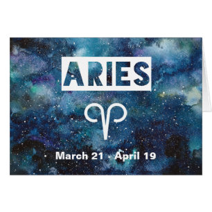 Aries Astrology Blue Waterverf Galaxy Birthday