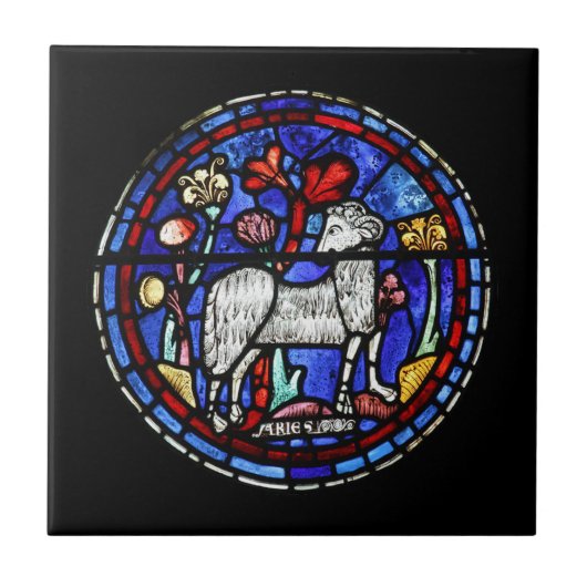 Aries Astrology Glas in lood keramische Tegel Tegeltje (Voorkant)