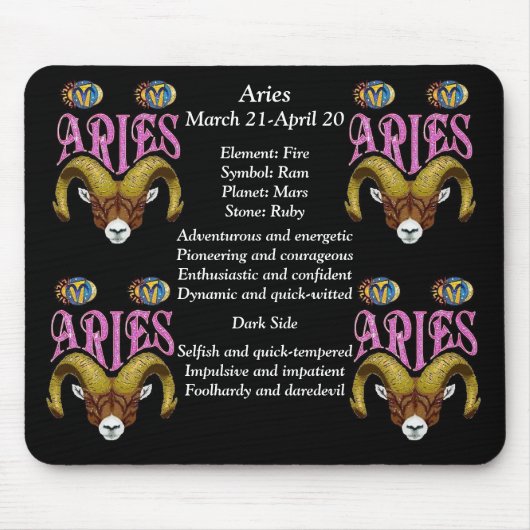 Aries Birth Sign Zodiac Muismat (Voorkant)