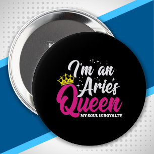 Aries Birthday Queen Astrology Zodiac March April Ronde Button 4,0 Cm