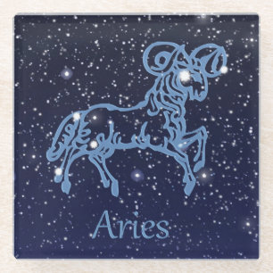 Aries Constellation and Zodiac Sign with Stars Glazen Onderzetter