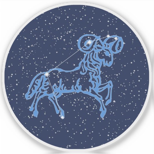 Aries Constellation and Zodiac Sign with Stars Sticker (Voorkant)