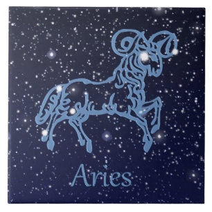 Aries Constellation and Zodiac Sign with Stars Tegeltje