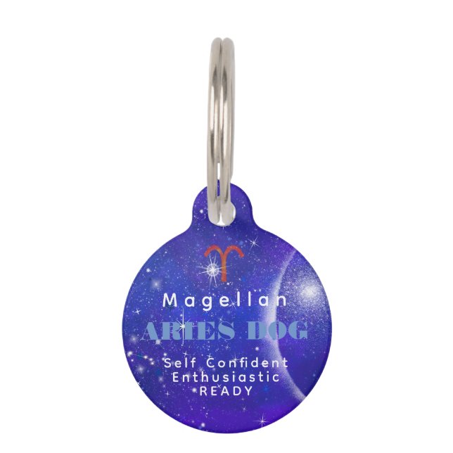 Aries Dog grappig Zodiac Traits Custom Huisdierpenning (Voorkant)