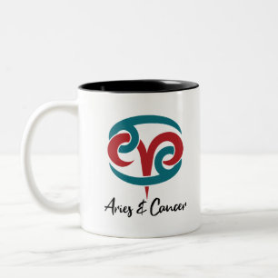 Aries en kanker - paardenpaardenphoroscoop tweekleurige koffiemok