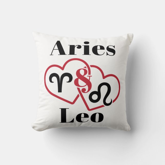 Aries en Leo Couples Zodiac Horoscope Kussen (Voorkant)