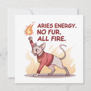 Aries Energie Sphynx Kat Vuur Illustratie Feestdagenkaart