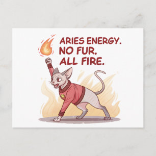 Aries Energy Sphynx Kat Geen Vacht Alle Vuur Kunst Briefkaart