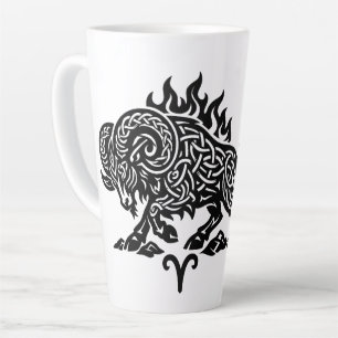 Aries Fire‑Ram – Keltische gehaaste inktzodiak Latte Mok