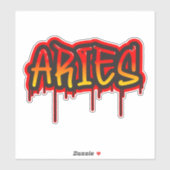 ARIES Fire Sign Driving Word Art Spray Paint Sticker (Vel)