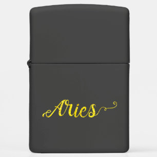 Aries Gold Lettering Zippo Lighter