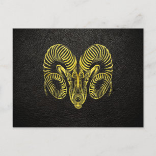 Aries Gold op leder Briefkaart